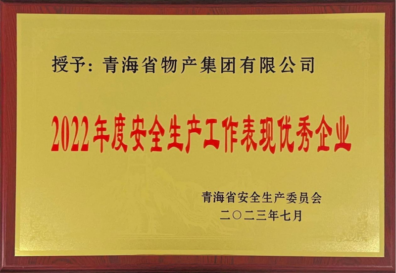 喜   報——集團榮獲青海省2022年度安全生產工作表現優(yōu)秀企業(yè)榮譽稱號